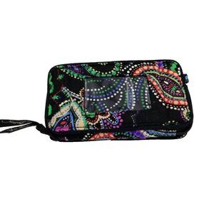 Vera Bradley Kiev Paisley Smartphone Wristlet Wallet ID Holder Zip Around Black